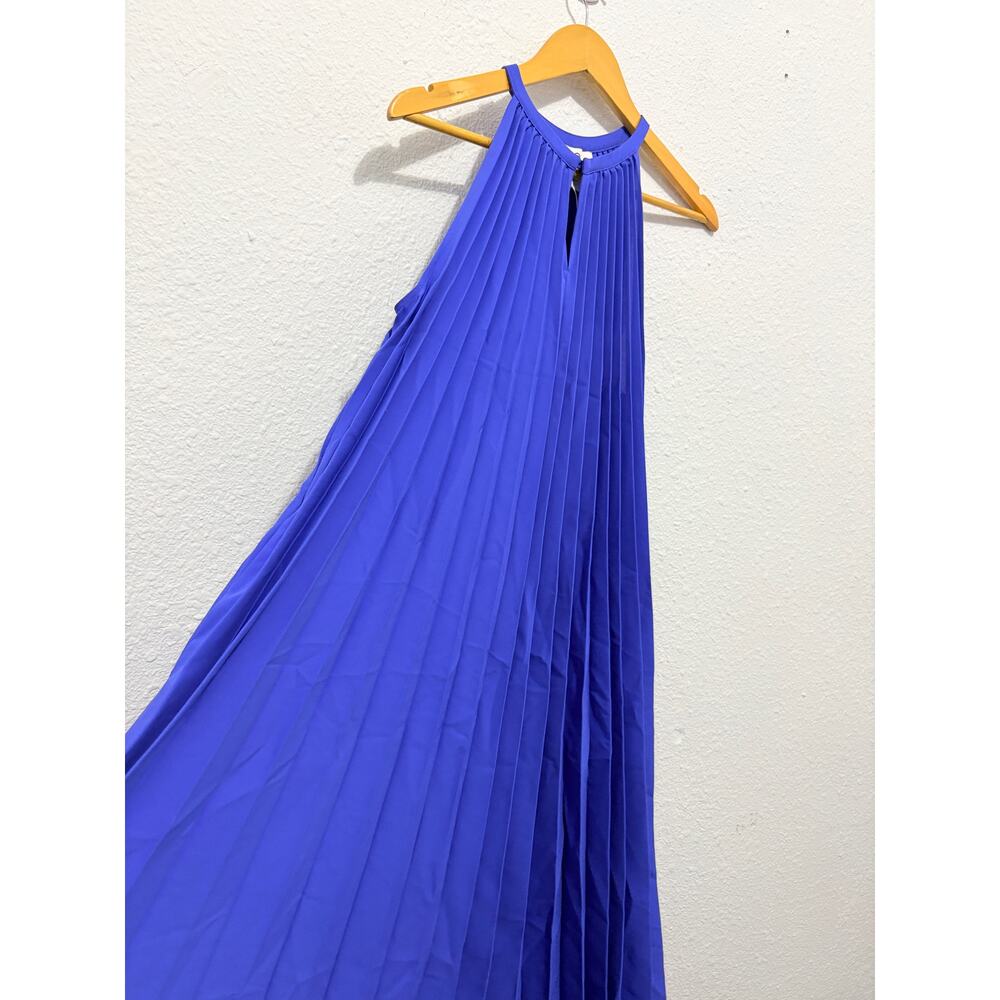 NWT COS Pleated Halterneck Midi Dress Sz 4 Cobalt Blue Wedding Guest Glam - Picture 5 of 9